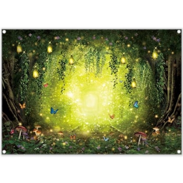 YCUCUEI 7x5ft Enchanted Forest Backdrop - Perfect for Birthdays & Baby Showers