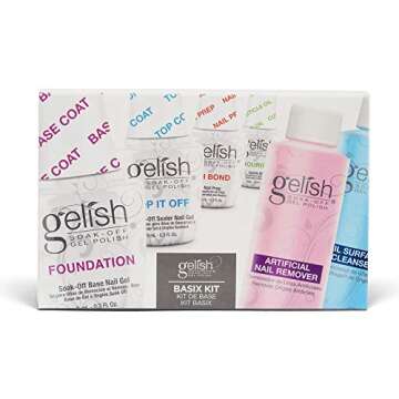 Gelish MINI Complete Basix Kit - Gel Nail Polish Prep Essentials Starter Kit with Foundation, pH Bond, Top It Off, Nourish, Artificial Nail Remover & Cleanser.
