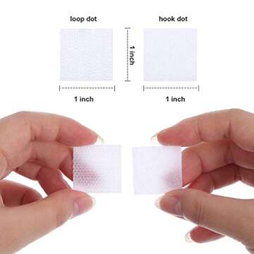 WILLBOND 400 Pcs (200 Pairs) Self Adhesive Dots 1 Inch Sticky Square Dots Waterproof Adhesive Nylon Glue Tapes for Office, School, Classroom, Home