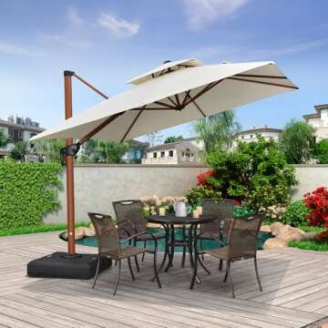 PURPLE LEAF 9ft Patio Umbrella Outdoor Square Umbrella Large Cantilever Umbrella Windproof Offset Um...
