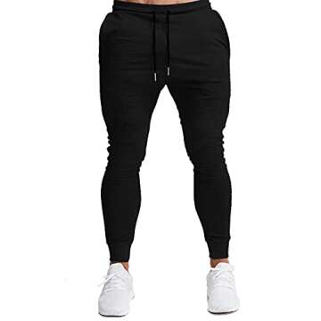 BUXKR Men's Slim Joggers Workout Pants for Gym Running and Bodybuilding Athletic Bottom Sweatpants w...
