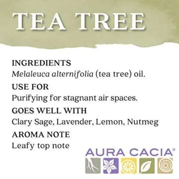 Aura Cacia 100% Pure Tea Tree Essential Oil, 100% Pure Therapeutic Grade, 15 ml in Box, Melaleuca alternifolia