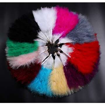 BABEYOND Marabou Feather Fan 20s Vintage Folding Fan Flapper Hand Fan for Costume Dancing Show Tea Party Wedding Decoration (Rose Red)