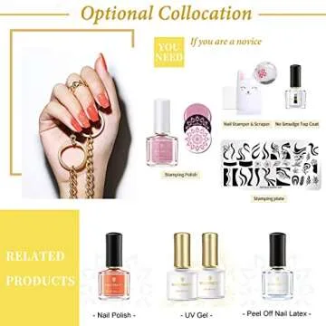 Born Pretty Nail Art Stamping Templates Set Flowers Leaves Plant French Stamping Image Plates Manicure DIY Design Stamp Plates 8PCS