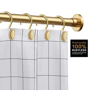 iToplin Gold Shower Curtain Hooks - Heavy Duty, Rust Resistant, Set of 12