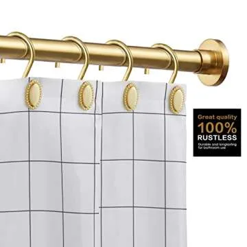 iToplin Gold Shower Curtain Hooks - Heavy Duty, Rust Resistant, Set of 12