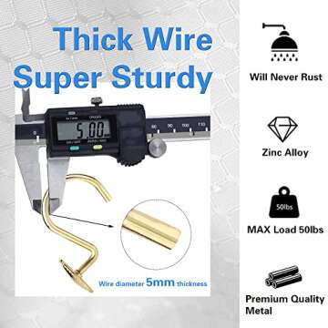 iToplin Gold Shower Curtain Hooks, Heavy Duty & Rust Resistant