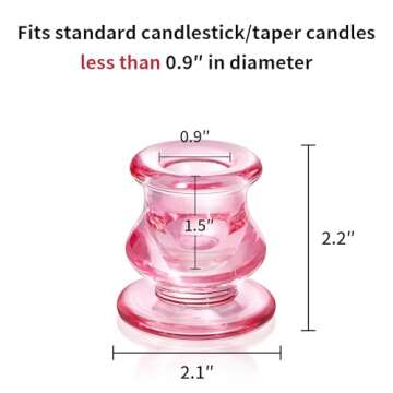 NITIME 12pcs Pink Candlestick Holders, Pink Glass Candle Holders for Pillar Candles, Taper Candle and Tealight Candles, Taper Candle Holders for Wedding, Table Centerpiece