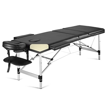 Careboda Portable Massage Table Professional Massage Bed 3 Fold 82 Inches Height Adjustable for Spa ...