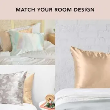 Kitsch Satin Pillowcase with Zipper for Hair & Skin, Softer Than Silk Pillow Cases Queen, Wrinkle-Free, Smooth and Cooling Satin Pillow Covers, Standard Size 19"x26", Valentines Gift - Champagne