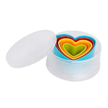 Internet’s Best Heart Cookie Cutter - Set of 5 Plastic Shapes - Valentines Day - Heart Shaped Biscuit Sandwich Fondant Cutter Set - Mini Small Medium Large Size - Multi Color - Kid Friendly