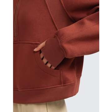 CRZ YOGA Women's Fleece Half Zip Hoodie for Cozy Comfort