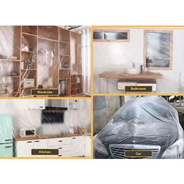 Muf Plastic Drop Cloth with Tape - 9 x 65 Feet Protection