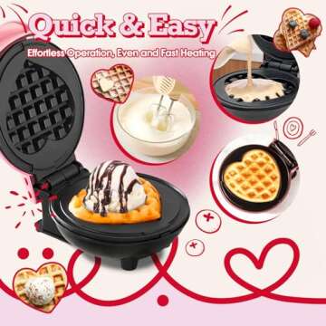 GVAKMM Mini Waffle Maker(Heart),Small Waffle Maker Keto,Mini Wafflera Iron for Kids Family and Individuals,4'' Non Stick Cooking Plates with Fast & Even Heating(Pink)