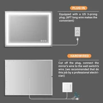 Butylux 36x28 inch LED Lighted Bathroom Mirror with Anti-Fog, Wall Mounted Vanity Mirror with Smart Touch Button, Memory Function, Adjustable Warm White/Natural/Daylight Lights(Horizontal/Vertical)