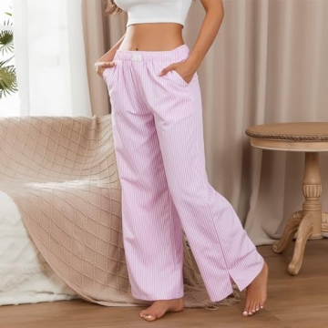 Mxiqqpltky Women's Pajama Pants - Soft Striped Lounge Wear