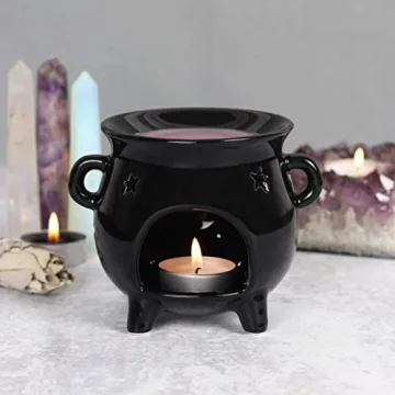 Enchanting Black Cauldron Oil Burner for Witches & Wizards
