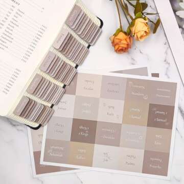 ZIEYOMI- Bible Tabs, Bible Study Journaling Supplies, Large Print Bible Tabs for Women and Men, 66 B...