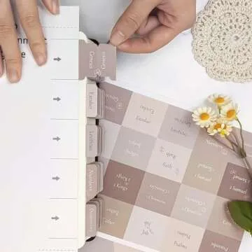 ZIEYOMI- Bible Tabs, Bible Study Journaling Supplies, Large Print Bible Tabs for Women and Men, 66 Bible Index Tabs Old and New Testament, Bible Accessories, Include 14 Blank Bible BookTabs - Brown