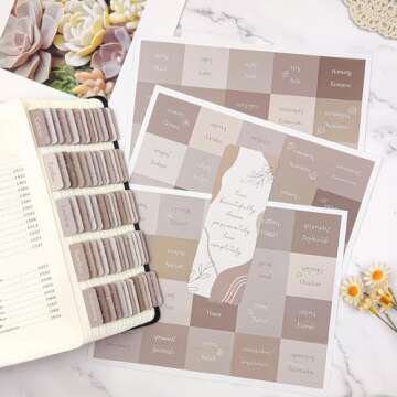 ZIEYOMI- Bible Tabs, Bible Study Journaling Supplies, Large Print Bible Tabs for Women and Men, 66 Bible Index Tabs Old and New Testament, Bible Accessories, Include 14 Blank Bible BookTabs - Brown