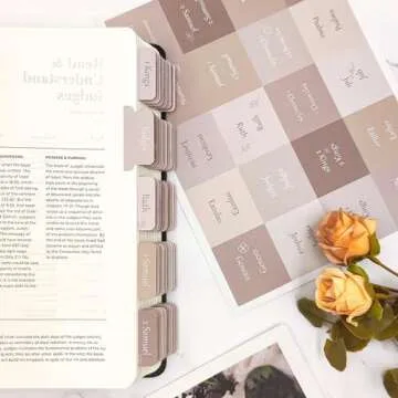 ZIEYOMI- Bible Tabs, Bible Study Journaling Supplies, Large Print Bible Tabs for Women and Men, 66 Bible Index Tabs Old and New Testament, Bible Accessories, Include 14 Blank Bible BookTabs - Brown