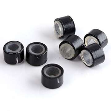 CCbeauty 500PCS 5mm Silicone Lined Micro Rings Links Beads for Hair Extensions,Black