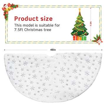 COOLWUFAN 48" Christmas Tree Skirt White Plush Holiday Decor