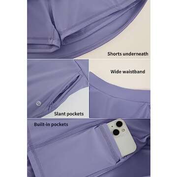 Aurgelmir Womens Active Skort with Pockets Athletic Golf Tennis Running Skirts with Built-in Shorts Purple