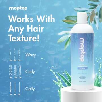 MopTop Daily Conditioner – Color Safe Hair Moisturizer to Restore Dry, Damaged Hair & Reduce Frizz, Sulfate & Paraben Free Hair Care for All Hair Types – Wavy, Curly, Coily (Bamboo, 8 oz)