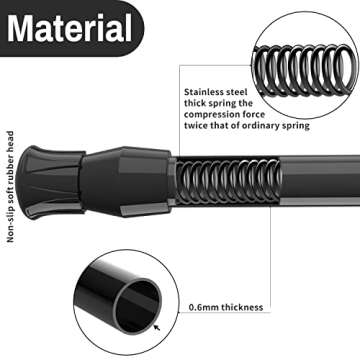 6 Pack Spring Tension Curtain Rod Adjustable Length for Kitchen, Bathroom, Cupboard, Wardrobe, Window, Bookshelf DIY Projects