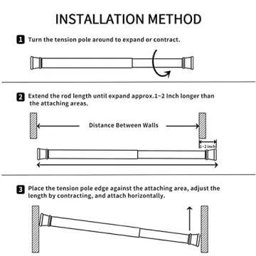 6 Pack Adjustable Tension Rods for Home Organization Solutions
