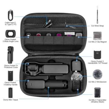 Skyreat Osmo Pocket 3 Case, Portable PU Storage Protective Bag for DJI Osmo Pocket 3 Creator Combo Accessories (Black)