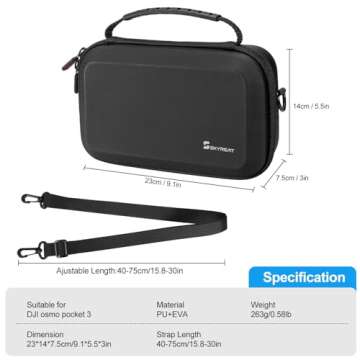 Skyreat Osmo Pocket 3 Case, Portable PU Storage Protective Bag for DJI Osmo Pocket 3 Creator Combo Accessories (Black)