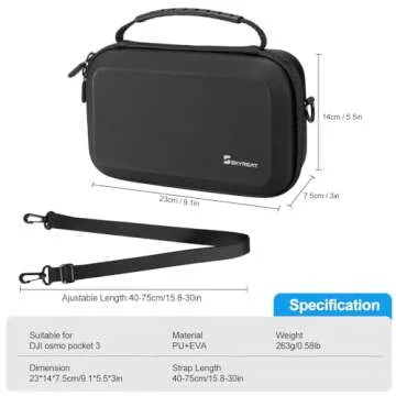 Skyreat Osmo Pocket 3 Case, Portable PU Storage Protective Bag for DJI Osmo Pocket 3 Creator Combo Accessories (Black)