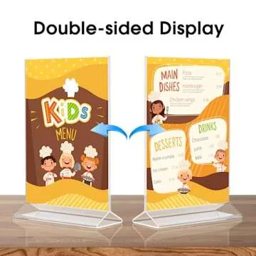 MaxGear Acrylic Sign Holder Table Card Display 4 X 6 inches Clear Sign Display Holder Plastic Table Menu Stand Double Sided Ad Picture Frame for Office, Home, Store, Restaurant, 6 Pack