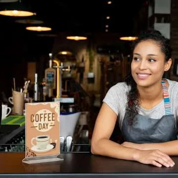 MaxGear Acrylic Sign Holder Table Card Display 4 X 6 inches Clear Sign Display Holder Plastic Table Menu Stand Double Sided Ad Picture Frame for Office, Home, Store, Restaurant, 6 Pack