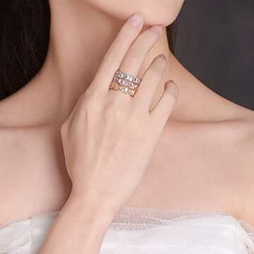 YOGEME Fashion AAA cubic zirconia Baguette thin band ring R0377 (White, 8)