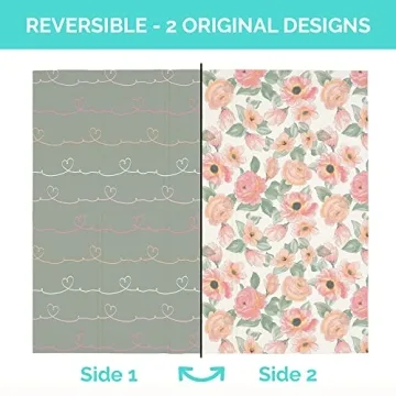 JumpOff Jo Baby Play Mat - Large Folding Foam Play Mat for Infants, Babies, Toddlers, Waterproof, Double-Sided (70" x 59") - Love Blossoms