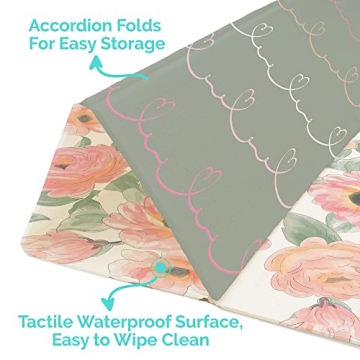 JumpOff Jo Baby Play Mat - Large Folding Foam Play Mat for Infants, Babies, Toddlers, Waterproof, Double-Sided (70" x 59") - Love Blossoms