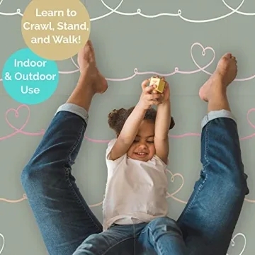 JumpOff Jo Baby Play Mat - Large Folding Foam Play Mat for Infants, Babies, Toddlers, Waterproof, Double-Sided (70" x 59") - Love Blossoms