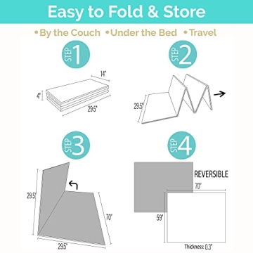 JumpOff Jo Baby Play Mat - Large Folding Foam Play Mat for Infants, Babies, Toddlers, Waterproof, Double-Sided (70" x 59") - Love Blossoms