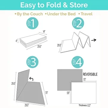 JumpOff Jo Baby Play Mat - Large Folding Foam Play Mat for Infants, Babies, Toddlers, Waterproof, Double-Sided (70" x 59") - Love Blossoms