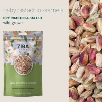 Ziba Foods Wild-Grown Baby Pistachio Kernels | Healthy Vegan Snack, 5.3 oz