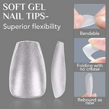 Short Coffin Nail Tips, BettyCora Upgraded Matte Soft Gel x Nail Tips Full Matte Nail Tip 300PCS 15 Size Pre Buff Full Cover False Fake Tips for Nail Extensions