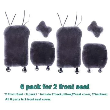 OGLAND 2 Pack Fuzzy Fluffy Fur Sheepskin Car Seat Covers for Auto Soft Cozy Wool Universal Seat Cushion Accessories Automobiles (Black)