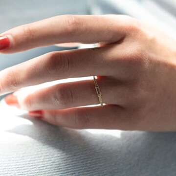 espere Minimal Dainty Baguette Wedding Band Ring | Emerald Cut CZ Stacking Ring | Anniversary Band for Her