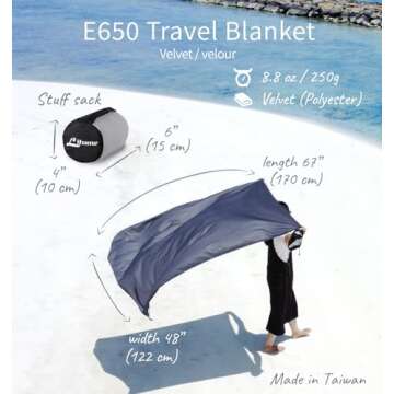 Litume Travel Blanket Lightweight and Breathable, 67 x 48 in Soft Airplane Flight Blanket for Travel...