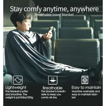 Litume Travel Blanket Lightweight and Breathable, 67 x 48 in Soft Airplane Flight Blanket for Travelers, Foldable Camping Sheet with Stuff Sack for Train, Camp, backapcking, office, home (Velvet E650)