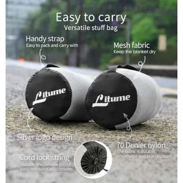 Litume Travel Blanket Lightweight and Breathable, 67 x 48 in Soft Airplane Flight Blanket for Travelers, Foldable Camping Sheet with Stuff Sack for Train, Camp, backapcking, office, home (Velvet E650)