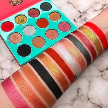 Juvia's Place Palette The Saharan - Reds, Black, White, Golds, Peach, Shades of 12, Bold Mattes and Flattering Shimmer, Professional Eye Makeup, Pigmented Palette for Eye Color & Shine